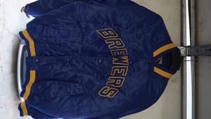 VTG Y2K Majestic Milwaukee Brewers Satin Bomber Jacket XL MLB Authentic Size XL